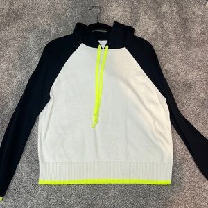 Decker Luxe Black, White, with neon yellow strings sweater hoodie